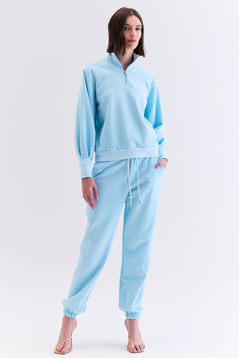 HOODIE GOLA ZIPER AZUL CLARO